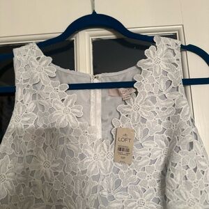 NWT Loft pale blue dress with white lace overlay